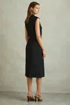 Reiss Black Petite Wool Blend Double Breasted Midi Dress In Black