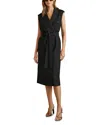 Reiss Kimora Button Front Midi Dress In Black
