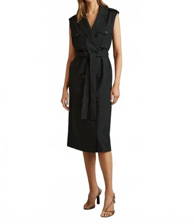 Reiss Kimora Wool Blend Double Breasted Midi Dress In Black