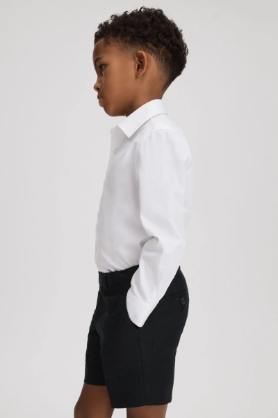 Reiss Kin - Navy Junior Slim Fit Linen Adjustable Shorts, Age 6-7 Years