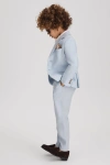 REISS KIN - SOFT BLUE SENIOR SLIM FIT LINEN ADJUSTABLE TROUSERS, UK 11-12 YRS