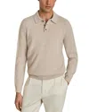 Reiss Kingsley Regular Fit Textured Long Sleeve Wool Polo In Oatmeal
