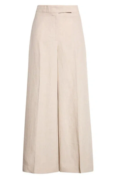 Reiss Kit Wide Leg Linen Pants In Nude