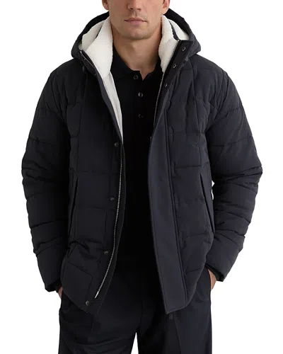 Reiss Klause Long Sleeve Borg Lined Quilted Puffer Jacket In Blue