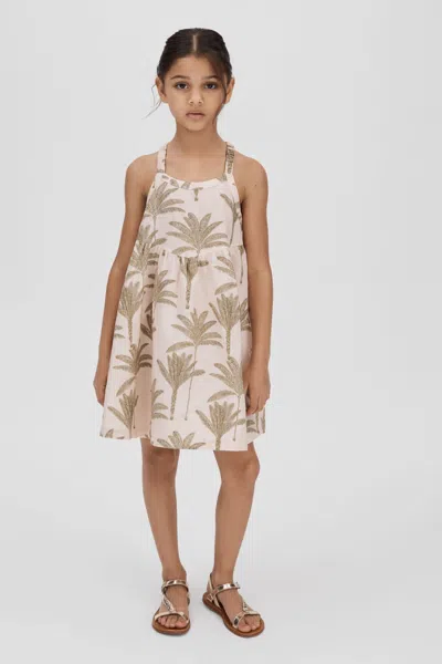 Reiss Klemee - Neutral Junior Linen-cotton Tropical Dress, Age 5-6 Years