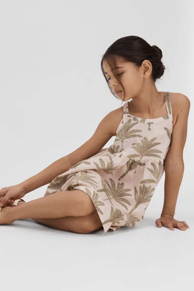 Reiss Kids' Klemee - Neutral Senior Linen-cotton Tropical Dress, Uk 10-11 Yrs