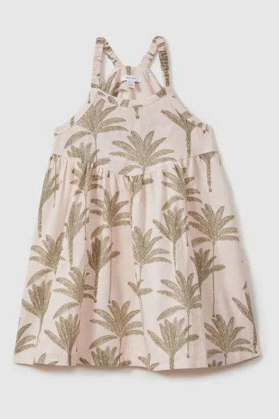 Reiss Klemee - Neutral Teen Linen-cotton Tropical Dress, Uk 13-14 Yrs
