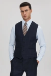 REISS KLINK - NAVY WOOL CHECK SINGLE BREASTED WAISTCOAT, 40