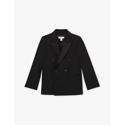 Reiss Kids' Knightsbridge Single-breasted Stretch Wool-blend Blazer 3-9 In Black