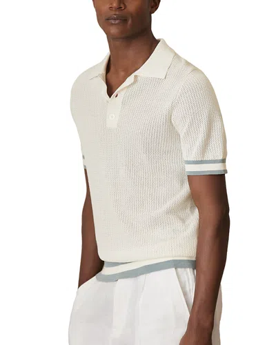 Reiss Knit Mesh Polo Shirt In White