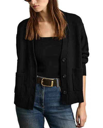 Reiss Knitted Cardigan Sweater In Black