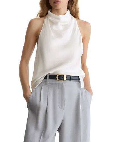 Reiss Womens Ivory Kora Cowl-neck Silk Top In White