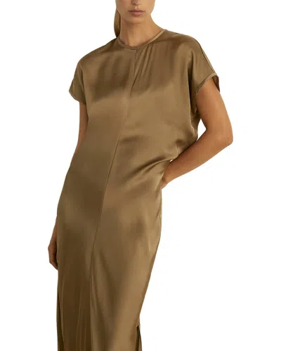 Reiss Kora Satin Dress In Brown