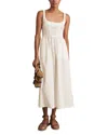 Reiss Kori Knit Cotton Mix Midi Dress In White