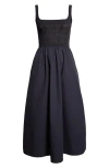 Reiss Kori Mixed Media Dress In Blue
