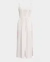 Reiss Kori Pointelle Mixed Media Midi Dress In White