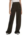 Reiss Kylie Contrast Stitch Detail Wide Leg Trouser In Black