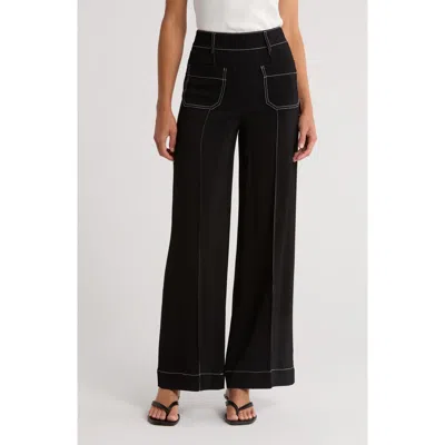 Reiss Kylie Contrast Stitch Wide Leg Pants