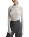 Reiss Stone Merino Wool Fitted Funnel Neck Top In White