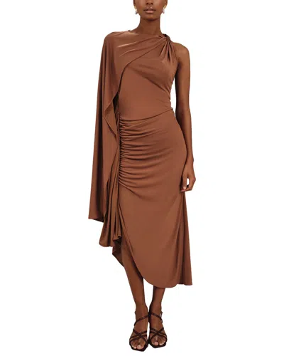 Reiss Kyra Cape Sleeve Jersey Dress In Brown
