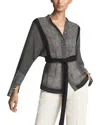 Reiss Kyria Mixed Print Tie Blouse In Black