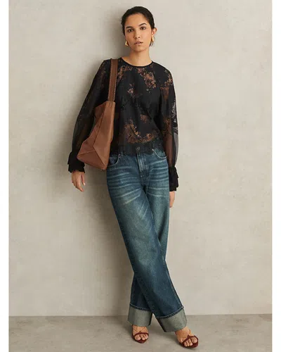 Reiss Lace Blouse In Black