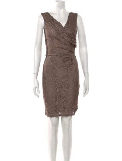 Pre-owned Reiss Lace Mini Dress In Brown