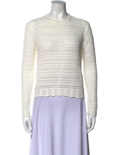 Pre-owned Reiss Lace Pattern Crew Neck Sweater In Neutrals
