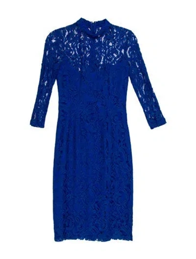 Pre-owned Reiss Lace Pattern Knee-length Dress In Blue