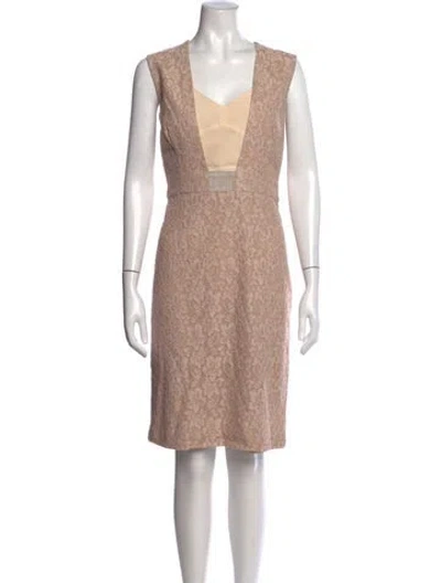 Pre-owned Reiss Lace Pattern Knee-length Dress In Neutral