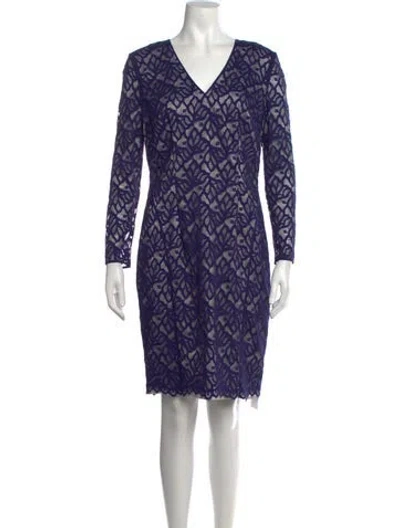 Pre-owned Reiss Lace Pattern Knee-length Dress In Purple