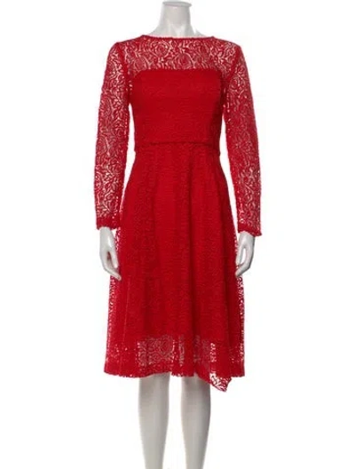 Pre-owned Reiss Lace Pattern Knee-length Dress In Red