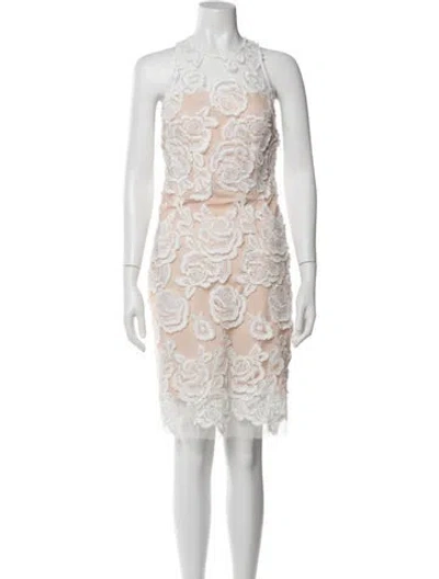 Pre-owned Reiss Lace Pattern Knee-length Dress In White