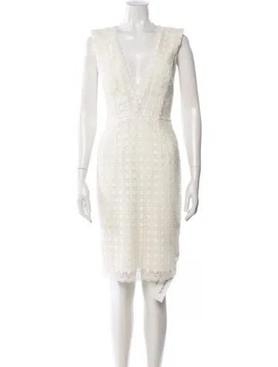 Pre-owned Reiss Lace Pattern Knee-length Dress In White