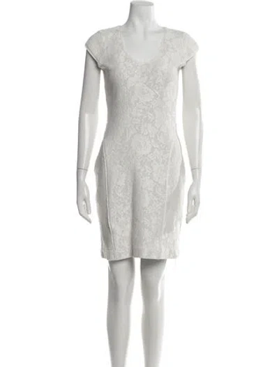 Pre-owned Reiss Lace Pattern Knee-length Dress In White