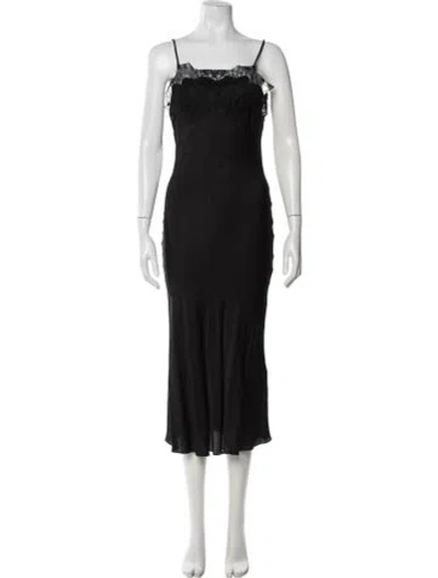 Pre-owned Reiss Lace Pattern Midi Length Dress In Black