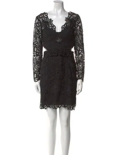 Pre-owned Reiss Lace Pattern Mini Dress In Black