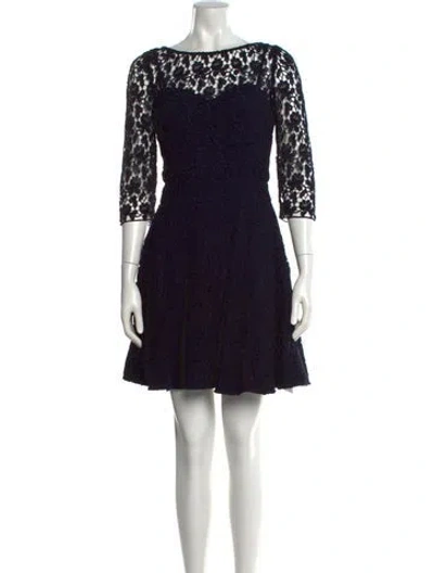 Pre-owned Reiss Lace Pattern Mini Dress In Black