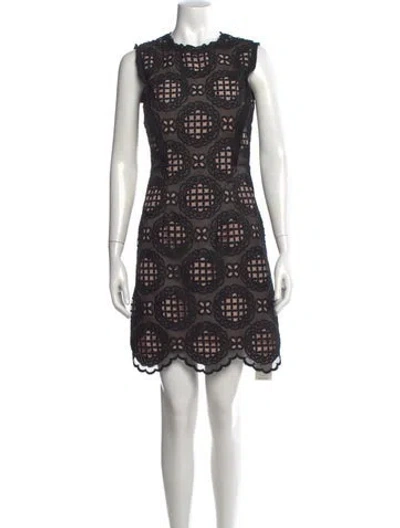 Pre-owned Reiss Lace Pattern Mini Dress In Black
