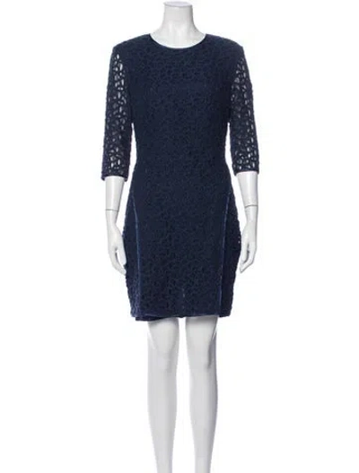 Pre-owned Reiss Lace Pattern Mini Dress In Blue