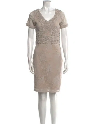 Pre-owned Reiss Lace Pattern Mini Dress In Neutral