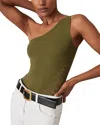 Reiss Womens Rosa Lace-embroidered One-shoulder Stretch-woven Bodysuit Green
