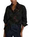 Reiss Lacey Lace Front Shirt In Black