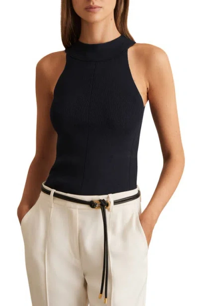 Reiss Lacey Rib Tank In Black