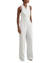 Reiss White Petite Double Breasted Satin Tux Jumpsuit In White