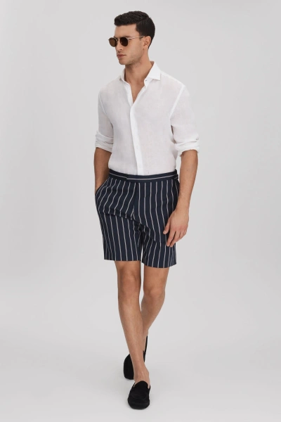 Reiss Navy/white Striped Side Adjuster Shorts