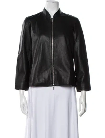 Pre-owned Reiss Lamb Leather Jacket In Black