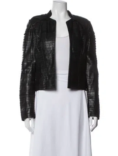 Pre-owned Reiss Lamb Leather Jacket In Black