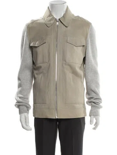 Pre-owned Reiss Lamb Leather Jacket In Neutral