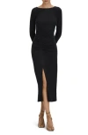 Reiss Lana Long Sleeve Midi Dress In Charcoal